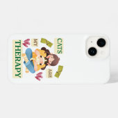 Cats Are My Therapy – Cute Cat Lover Design  iPhoneケース (裏面横)