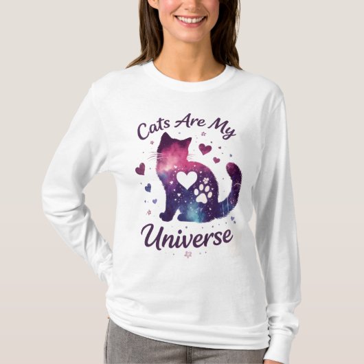 Cats Are My Universe Galaxy Sweatshirt Tシャツ (正面)