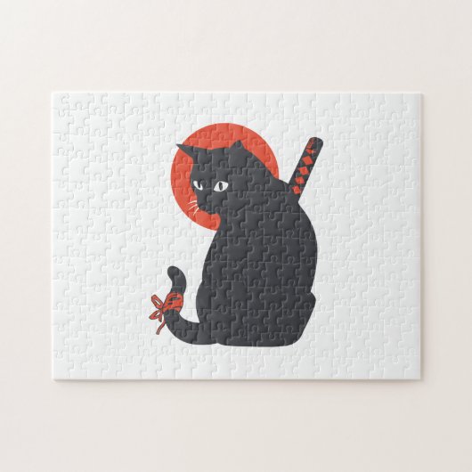 Cats as Warrior Samurai - Choose background color ジグソーパズル (横)