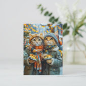 Cats at a German Christmas Market シーズンポストカード (スタンド正面)