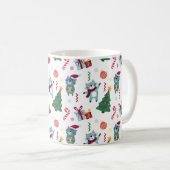 Cats At christmas Whimsical Pattern コーヒーマグカップ (正面右)