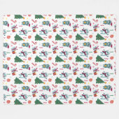Cats At christmas Whimsical Pattern フリースブランケット (正面(横))