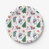 Cats At christmas Whimsical Pattern ペーパープレート (正面)