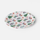 Cats At christmas Whimsical Pattern ペーパープレート (アングル)