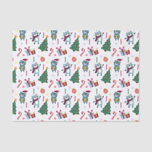 Cats At christmas Whimsical Pattern 薄葉紙 (正面)