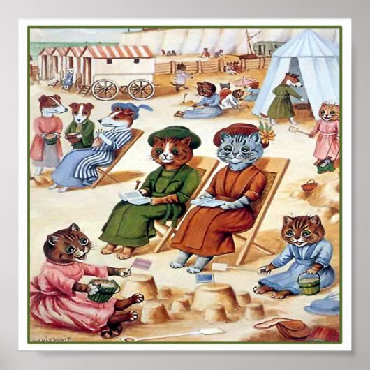 Cats At theビーチby Louis Wain ポスター (正面)