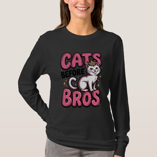 Cats Before Bros ビンテージ 猫 クラウン Tシャツ デザイン_1 (正面)
