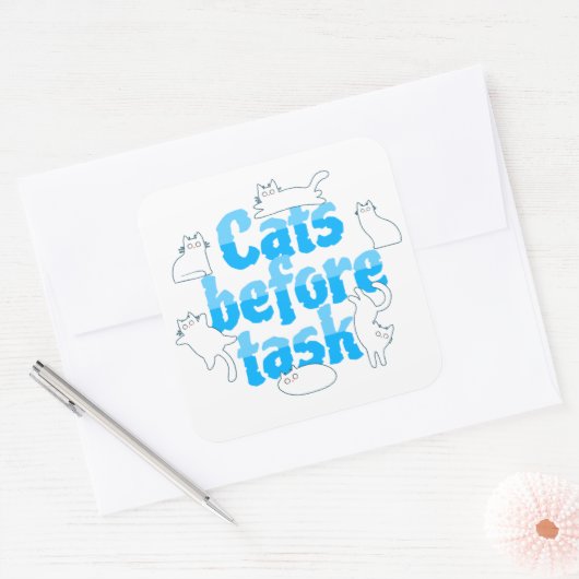 Cats Before Tasks Sticker スクエアシール (封筒)