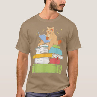 Cats Book Lover Reading Books Cat Library Book Rea Tシャツ