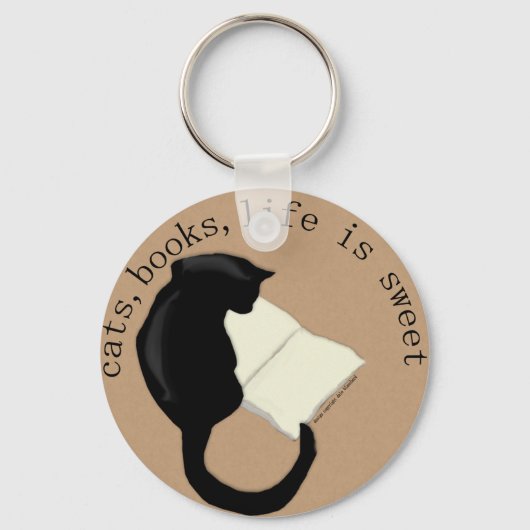 Cats, Books, Life is sweet Keychain v2 キーホルダー (正面)