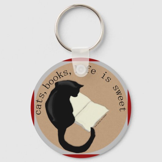 Cats, Books, Life is sweet Keychain v2 キーホルダー (正面)