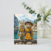 Cats by a Swiss Lakeside Village シーズンポストカード (スタンド正面)