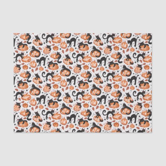 Cats Carving Halloween Jack-o'-lantern Pumpkins 薄葉紙 (正面)