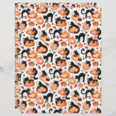 Cats Carving Halloween Pumpkins Scrapbook Paper (正面/裏面)