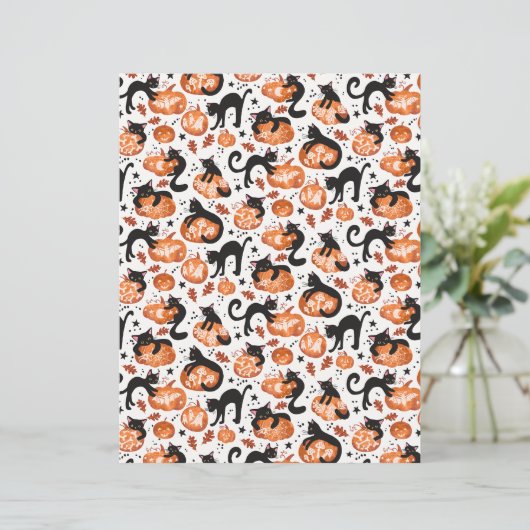 Cats Carving Halloween Pumpkins Scrapbook Paper (スタンド正面)