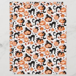Cats Carving Halloween Pumpkins Scrapbook Paper