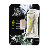 Cats celebrating a birthday with cake and candles マグネット (縦)