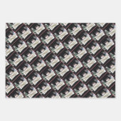 Cats celebrating a birthday with cake and candles ラッピングペーパーシート (正面)