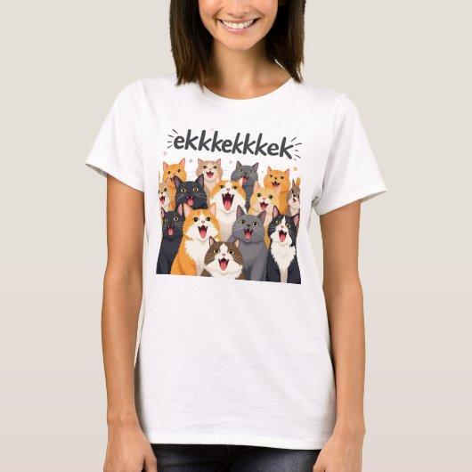 Cats chattering, chirping, ekekek tシャツ (正面)