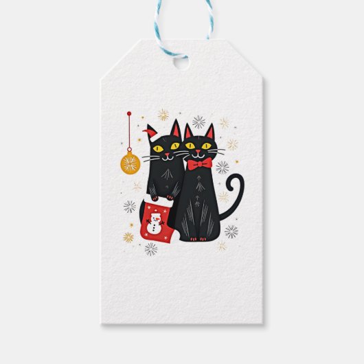 Cats Christmasレトロ50s60sクリスマス(2) ギフトタグ (正面)