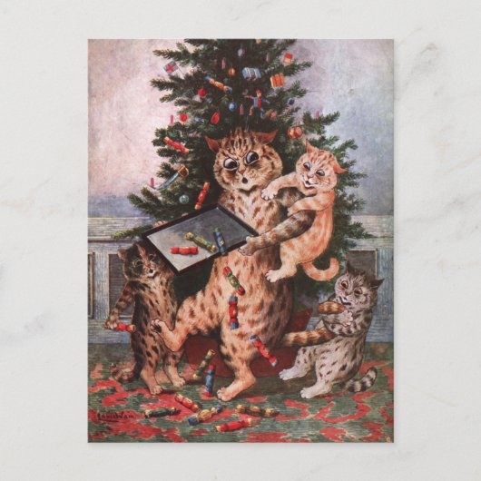 Cats Christmas by Louis Wain ポストカード (正面)