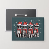 Cats Christmas Cat Mom Holiday Xmas Santa 缶バッジ (正面/裏面)