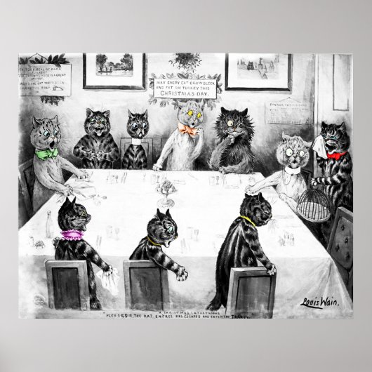 Cats Christmas Catastax by Louis Wain ポスター (正面)