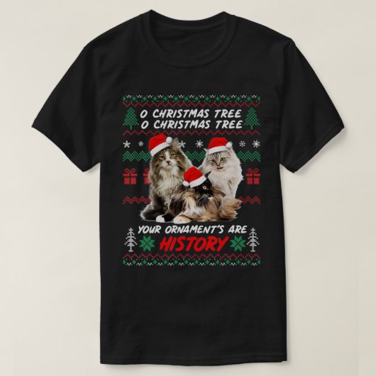 Cats Christmas Funny Ornaments Norwegian Forest Ca Tシャツ (デザイン正面)
