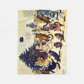 Cat's Christmas Party, Louis Wain フリースブランケット (正面)