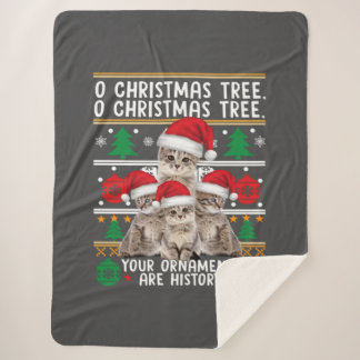Cats Christmas Shirt Funny Ornaments Pajama Family シェルパブランケット