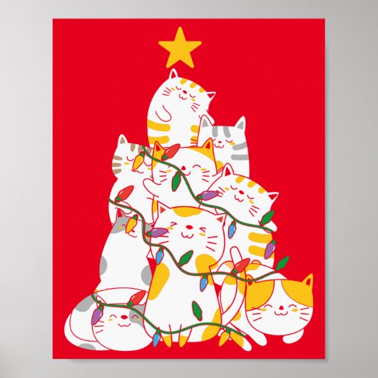 Cats Christmas Tree Funny Cats Christmas ポスター (正面)