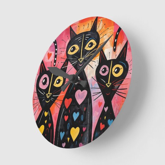 Cats Clock ラウンド壁時計 (傾斜)