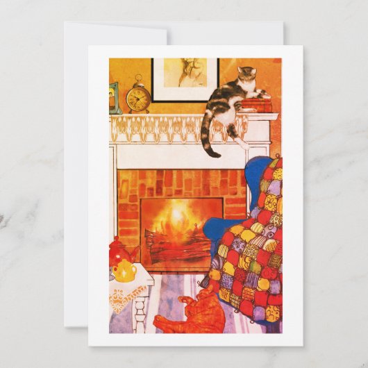 Cats Cozy Scene Blank Note Card サンキューカード (正面)