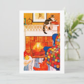 Cats Cozy Scene Blank Note Card サンキューカード (スタンド正面)