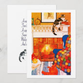 Cats Cozy Scene Blank Note Card サンキューカード (正面/裏面)