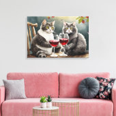 Cats Drinking Wine Stretched Canvas Print! キャンバスプリント (インサイチュ (リビング))