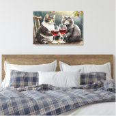 Cats Drinking Wine Stretched Canvas Print! キャンバスプリント (インサイチュ (寝室))