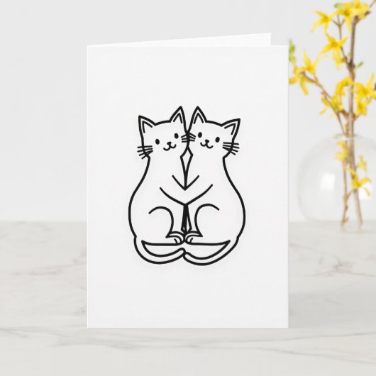 Cats Embrace Love Greeting Card カード (黄色い花)