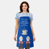 Cats First Coffee Second Cat Mom Paws Blue Apron エプロン (着用した状態)