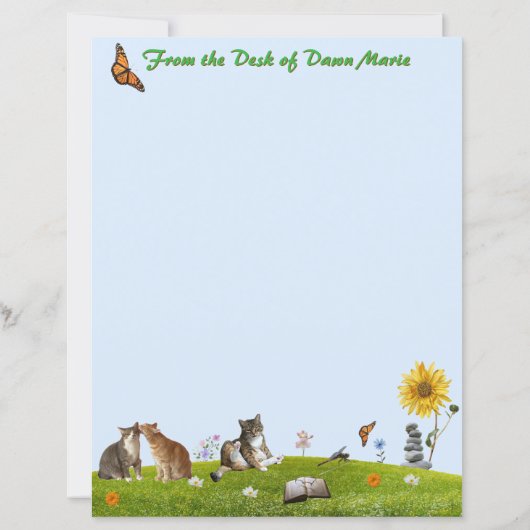 Cats, Flowers, and Butterflies Stationery (裏面)