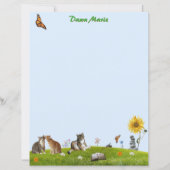 Cats, Flowers, and Butterflies Stationery (正面)