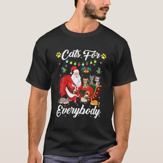 Cats For Everybodyクリスマスかわいい猫好き醜いS Tシャツ (正面)