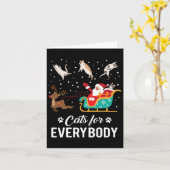 Cats For Everybodyクリスマスキャットおもしろいクリスマスサンタ カード (黄色い花)