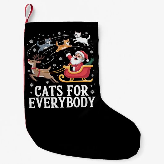 Cats For Everybodyクリスマスキャットおもしろいクリスマスサンタ スモールクリスマスストッキング (正面)