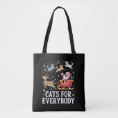 Cats For Everybodyクリスマスキャットおもしろいクリスマスサンタ トートバッグ (正面)