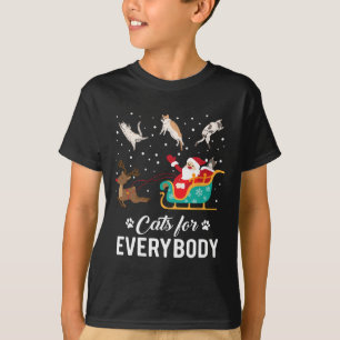 Cats For Everybodyクリスマスキャットおもしろいクリスマスサンタ Tシャツ