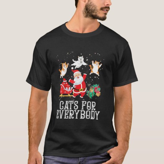 Cats For Everybodyクリスマス猫おもしろいクリスマス女性 Tシャツ (正面)