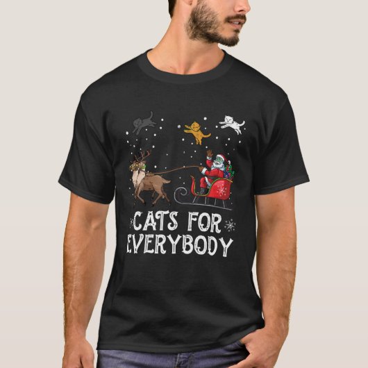 Cats For Everybodyクリスマス猫おもしろいクリスマス女性 Tシャツ (正面)
