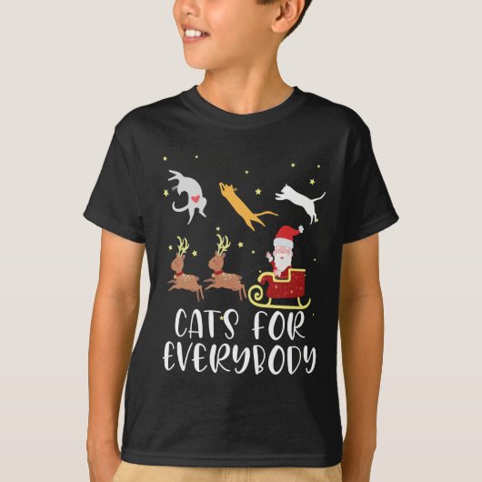 Cats For Everybodyクリスマス猫おもしろいクリスマス女性 Tシャツ (正面)