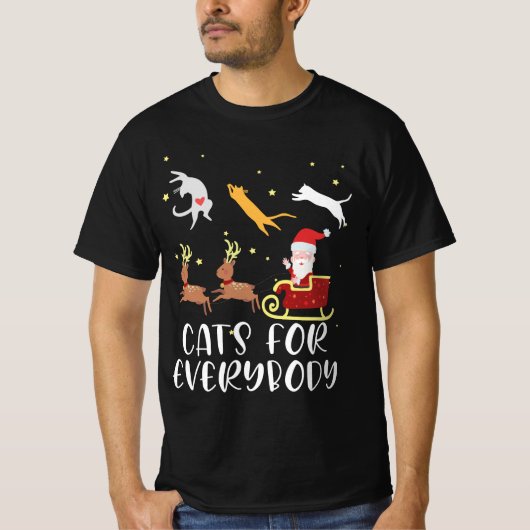 Cats For Everybodyクリスマス猫おもしろいクリスマス女性 Tシャツ (正面)
